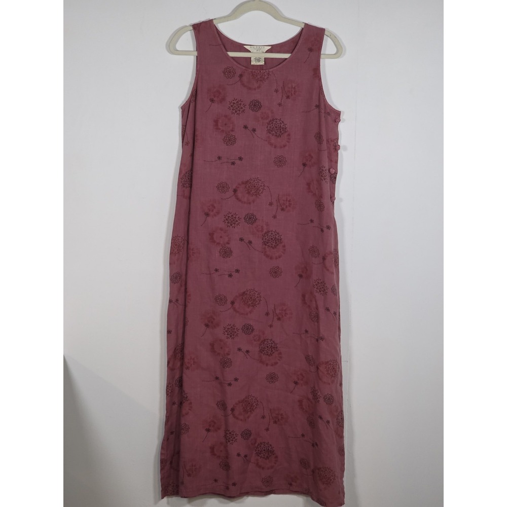 Outfit Petites JPR Women PS Pink Linen Embroidered Sleeveless Maxi Dress